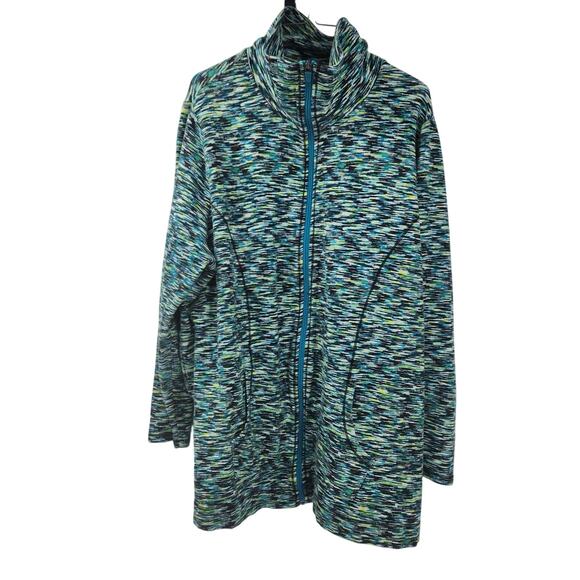 Catherine's Green Blue Full Zip Jacket Womens Plus Size 1X - Picture 1 of 4